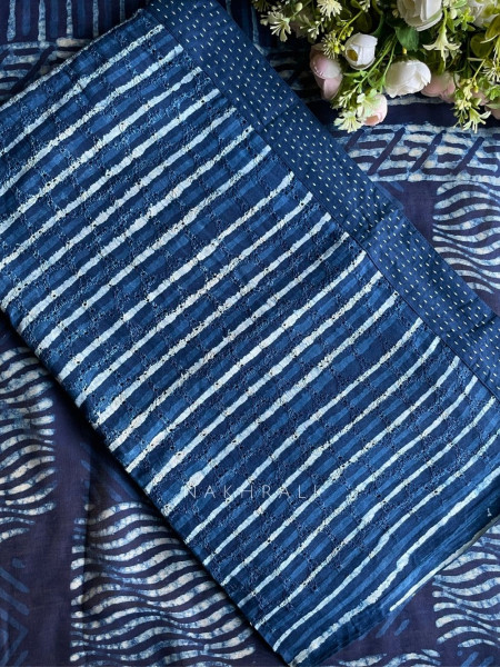 Ira Blue Geo Print Unstitched Dress Material