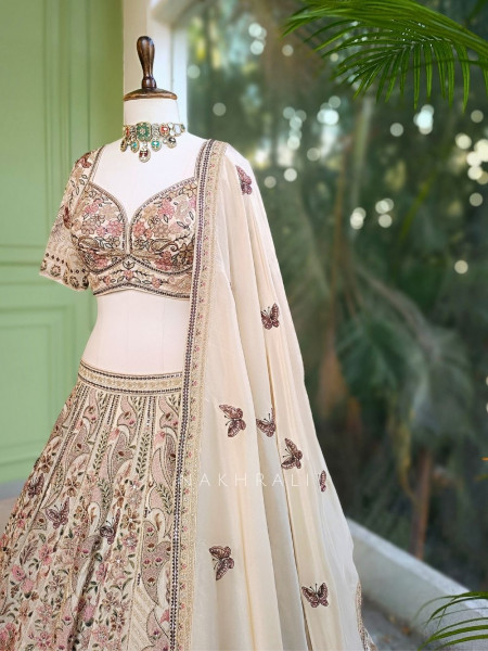 Heirloom Garden Thread Embroidered Lehenga Set