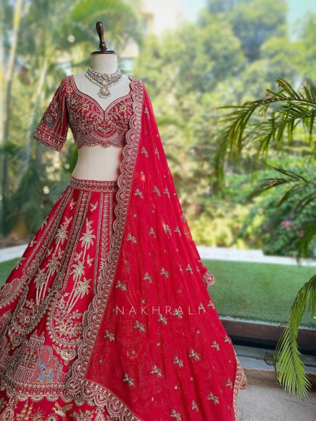 Ratan-Noor Red Silk Bridal Lehenga