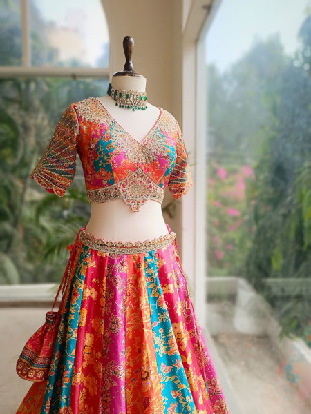 Rangreza Multicolor Lehenga with Intricate Embroidery Work