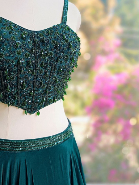 Meadow Green Lehenga Set with Beads and Sequin Work