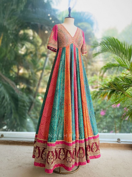Rangini Multicolor Anarkali Suit Set with Zari and Sequin Work