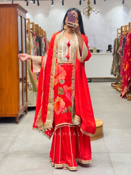 Aafreen Red Floral Elegance Suit Set