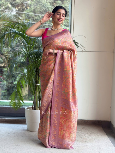 Kashmira Meena Jaal purple Crepe Silk Blend Saree