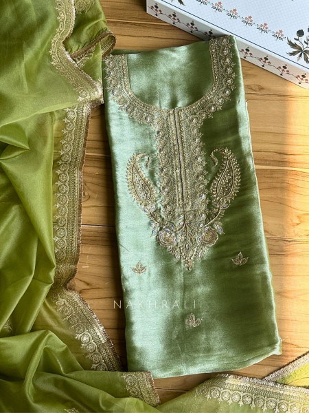 Aroha Green Paisley Dress Material