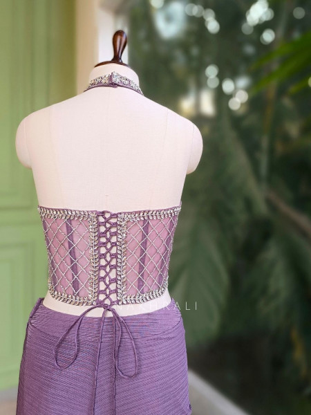 Velmira Purple Indowestern Drape Set