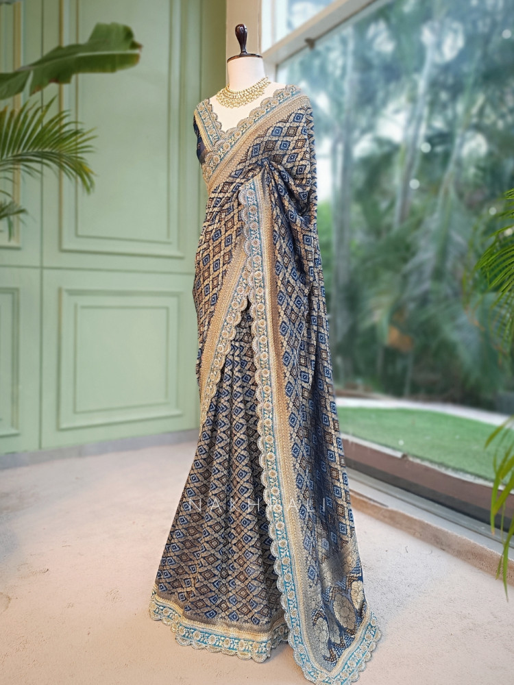 Image of Kritisha Blue Banarasi Silk Georgette Saree