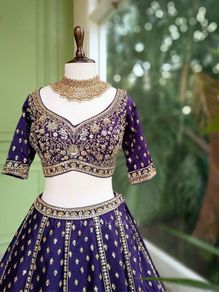Nayantara Purple Embroidered Lehenga with Zari and Sequin Work