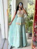 little flower Sky Blue Viscose Georgette Indo Western Sharara Set