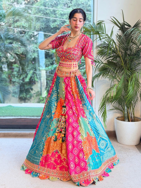 Rang-Sargam Multicolor Banarasi Brocade Lehenga