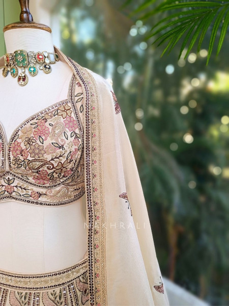 Heirloom Garden Thread Embroidered Lehenga Set