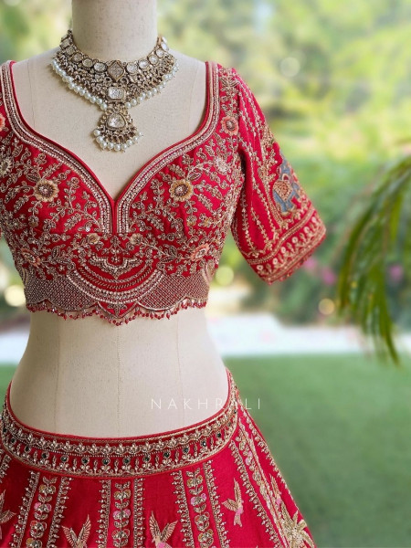 Ratan-Noor Red Silk Bridal Lehenga