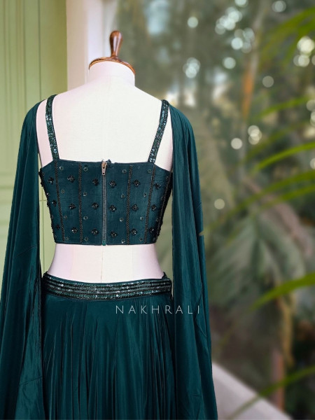 Meadow Green Lehenga Set with Beads and Sequin Work