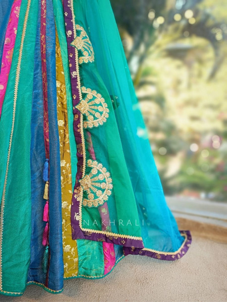 Utsara Blue Multicolour Lehenga Set with Zari Sequin Work