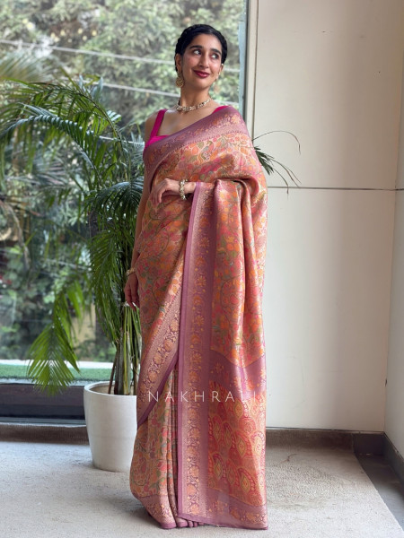 Kashmira Meena Jaal purple Crepe Silk Blend Saree