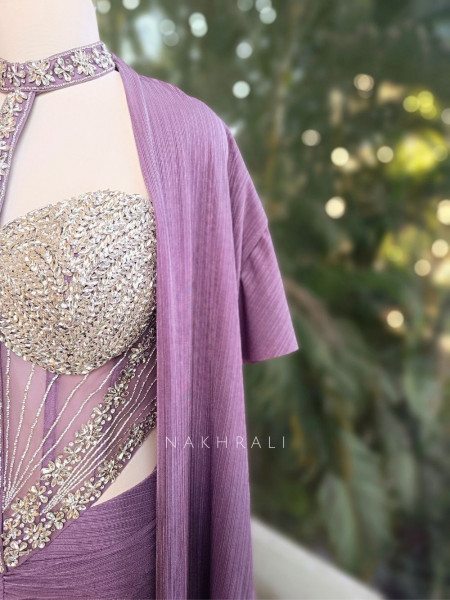 Velmira Purple Indowestern Drape Set