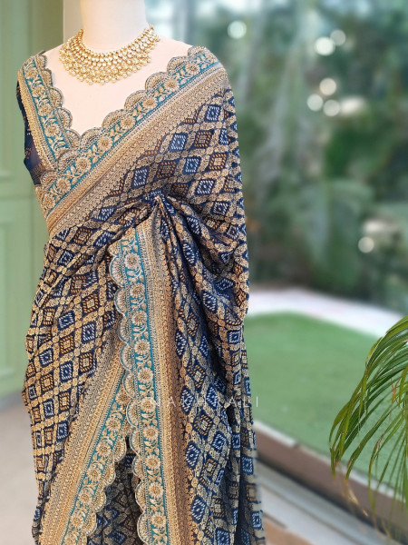 Kritisha Blue Banarasi Silk Georgette Saree