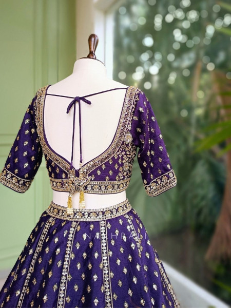 Nayantara Purple Embroidered Lehenga with Zari and Sequin Work