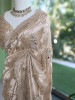 Celestine Beige Crushed Shimmer Silk Tissue &amp; Silk Georgette Blend Saree