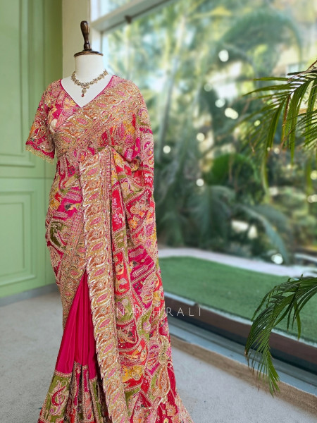 Noor-E-Border Magenta Viscose Georgette Designer Saree