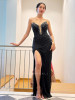Fuchsia Flame Black Soft Net Gown