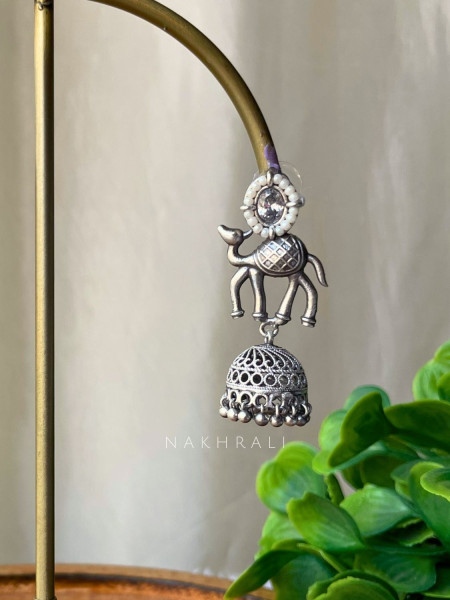 Vanraaj White Camel Jhumka Earrings