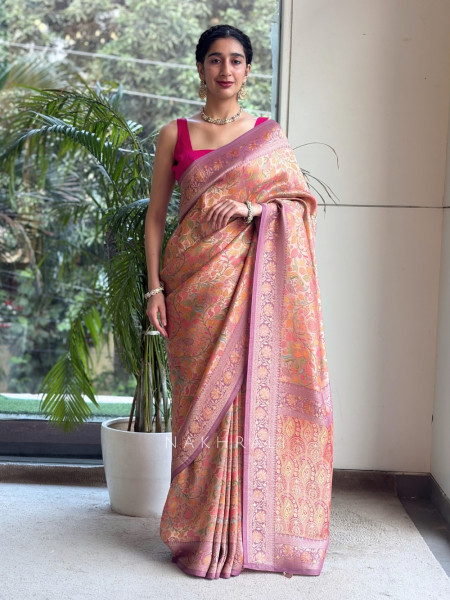 Kashmira Meena Jaal purple Crepe Silk Blend Saree