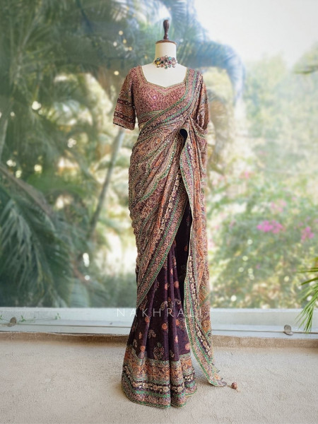 Asita Black Zari Sequin Saree with Readymade Blouse