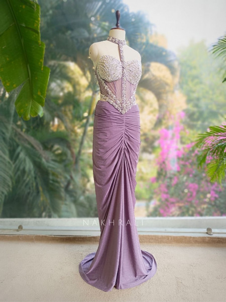 Velmira Purple Indowestern Drape Set