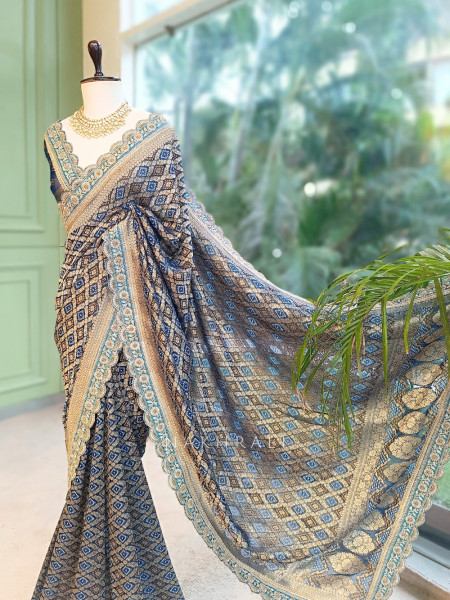 Kritisha Blue Banarasi Silk Georgette Saree