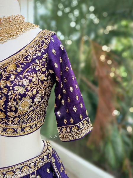 Nayantara Purple Embroidered Lehenga with Zari and Sequin Work