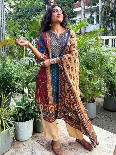 Satin Bazaar Maroon Modal Satin Silk Suit Set
