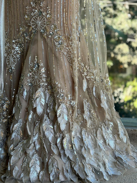 Elsa Nude Indo-Western Mermaid Lehenga with Sequin & Cut Dana Work