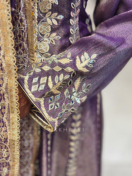 Nooriza Purple Anarkali Set with Mirror Gota Patti and Zari Work