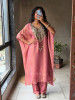 Riyana Pink Kaftan Set with Heavy Embroidered Neckline