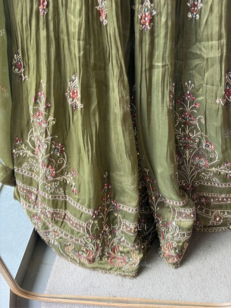 Zeenat Mehndi Green Anarkali Suit Set