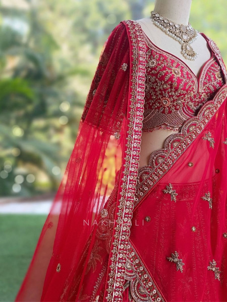 Ratan-Noor Red Silk Bridal Lehenga