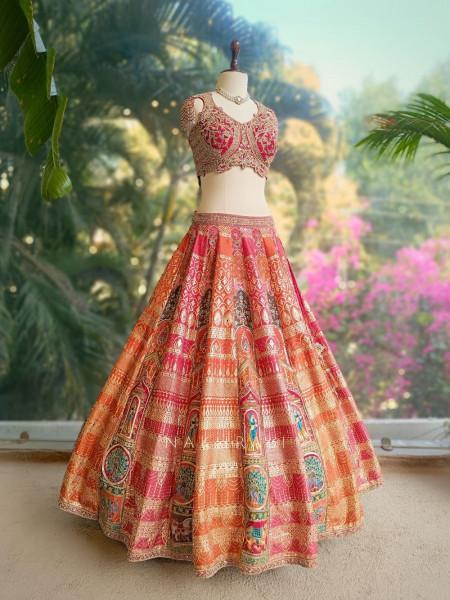 Kalakriti Multicolor Lehenga with Traditional Motif Work