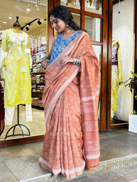 Kashmakash Brown Chanderi Saree