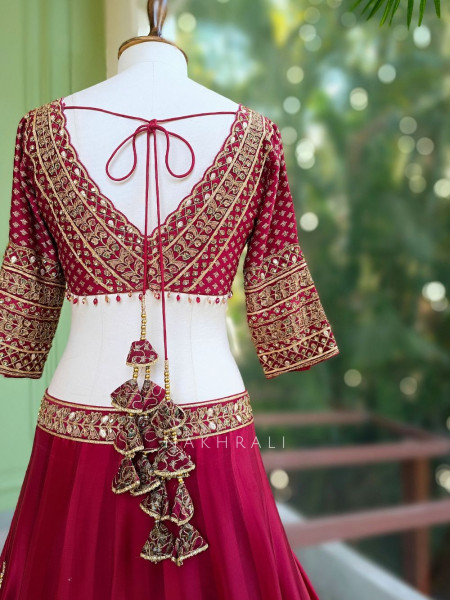 Vyra Red Bridal Lehenga with Heavy Embroidery and Stone Work