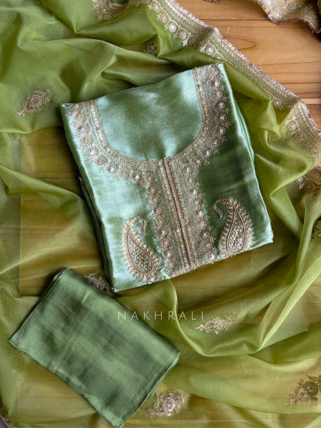 Aroha Green Paisley Dress Material