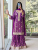 Bib-Style Purple Georgette Sharara Suit Set