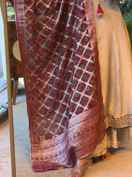 Kiyana Grey Tissue Kurta Palazzo Set with Banarasi Dupatta
