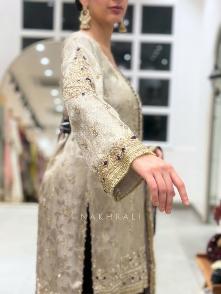 Aubergine Cream Salwar Suit Set