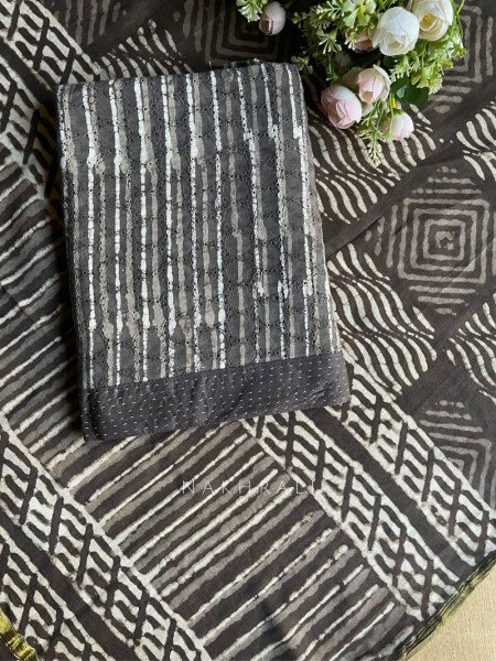 Ira Brown Geo Print Unstitched Dress Material