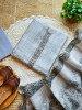 Nayra Grey Mirror Work Dress Material Set with Woven Dupatta