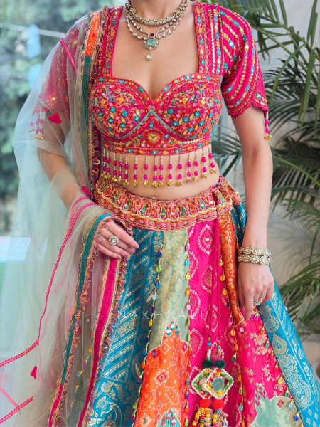 Rang-Sargam Multicolor Banarasi Brocade Lehenga
