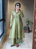 Varden Green Cotton Kurta Pant Set with Contrast Print Detailing