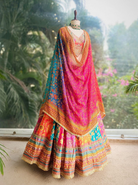 Rangreza Multicolor Lehenga with Intricate Embroidery Work