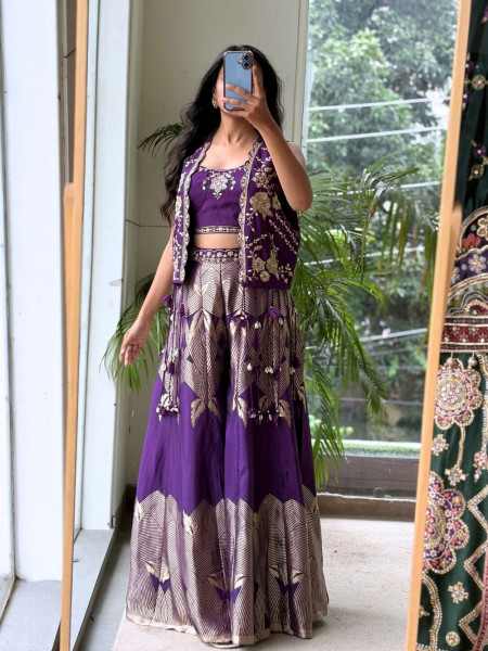 Ziba Kaudi Purple Geometric Shrug Set
